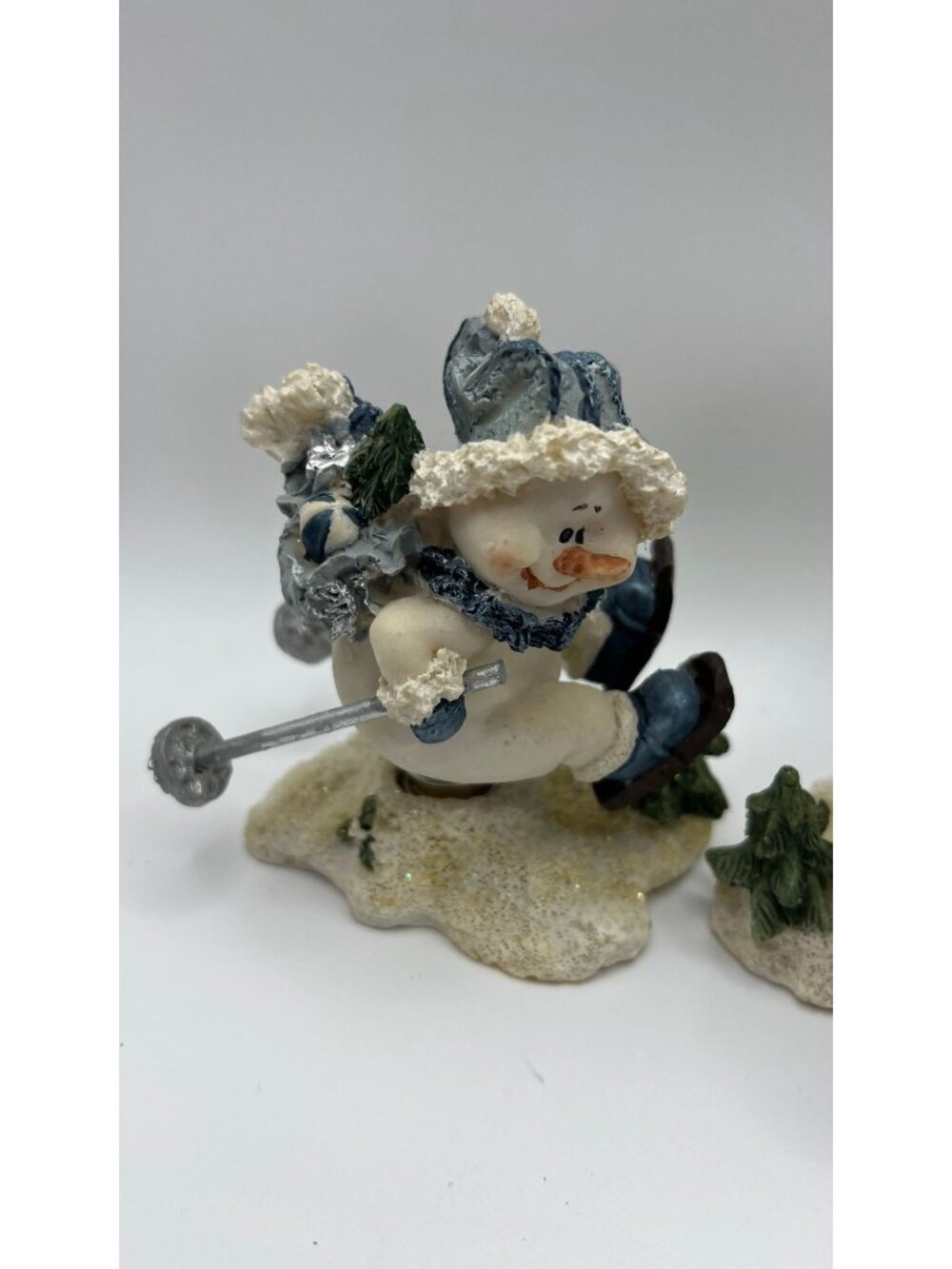 Snowman Figurine Set Skiing & Winter Scene Holiday Decor - Picture 2 of 5